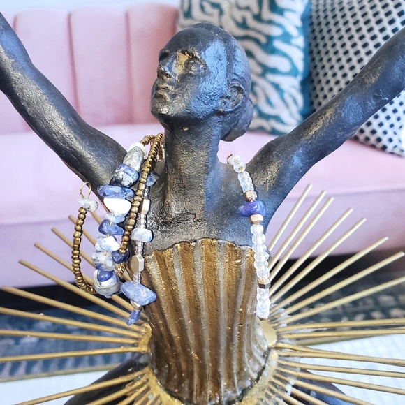 Sodalite Healing Bangles -3pack- Gold and Blue - Picture 6 of 7